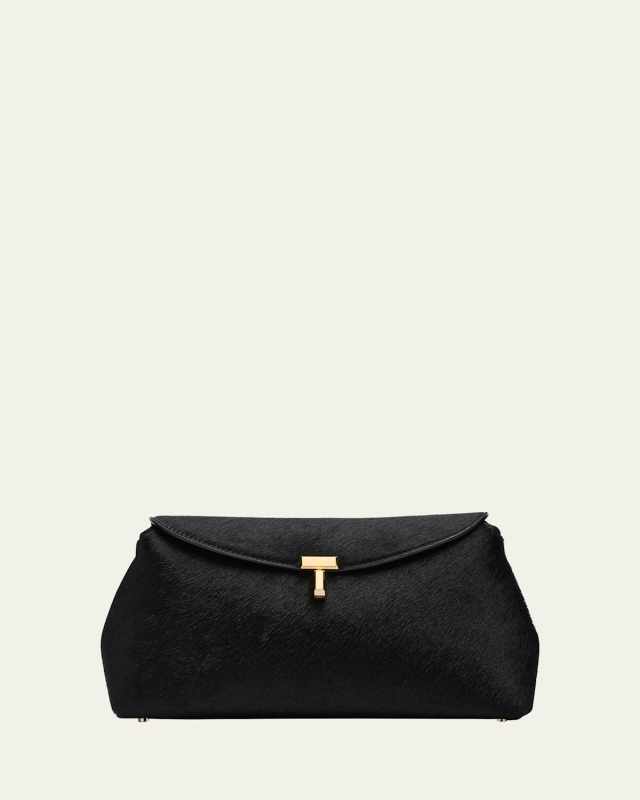 T Lock Flap Horsehair Clutch Bag